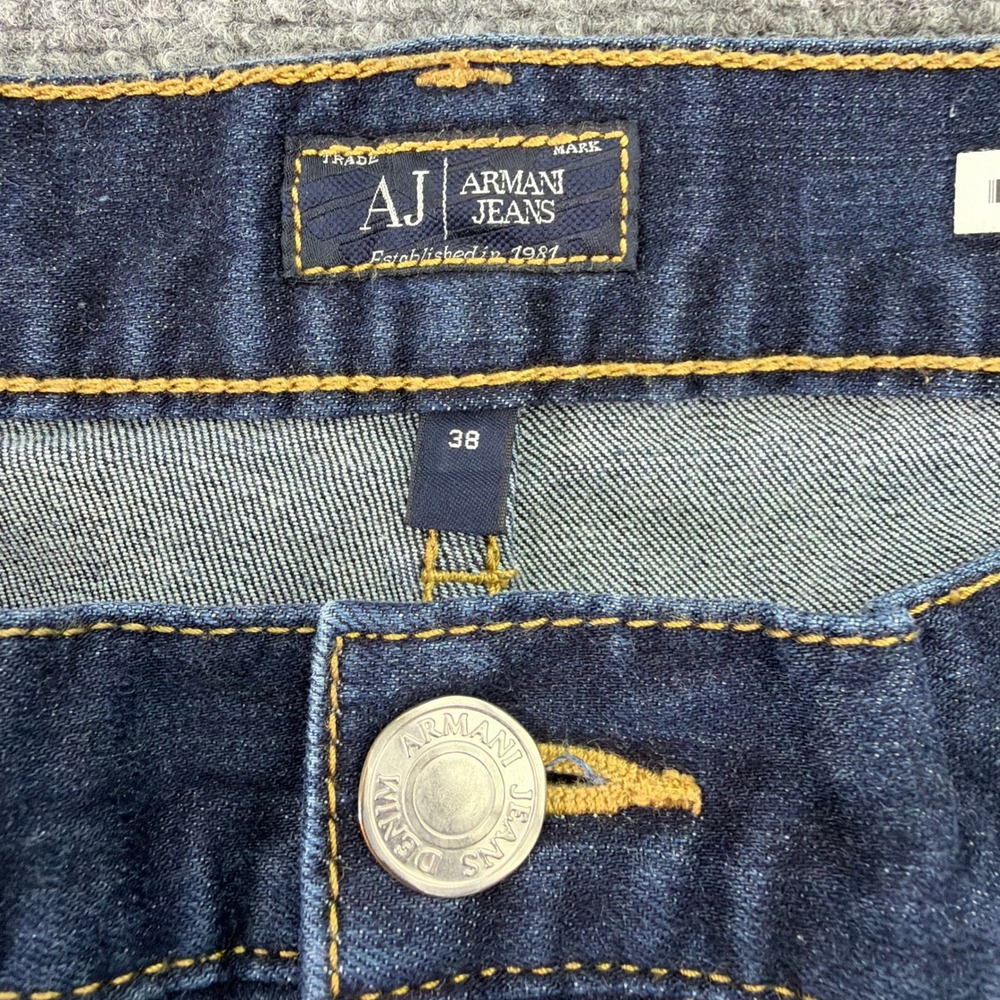 Armani Jeans Mens 38 (Fits 37x28.5) Blue J31 Regular Straight Leg Eagle - Picture 2 of 16